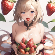 AIイラストで山盛りのいちごを堪能するジータちゃんを生成してみた