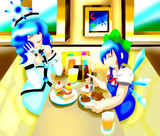 スイーツを楽しむチルノとメルラン