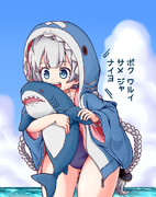 腹話術するサメあかり