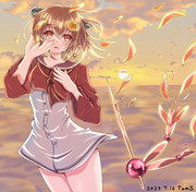 雪風と橙色のガーベラ