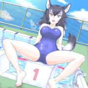 開脚スク水オオカミ先生