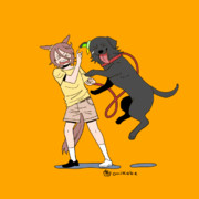 タイシンとお散歩が嬉しすぎるラブラドルチケゾー