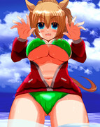 ジャージにビキニで