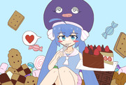 ケーキもぐもぐウナちゃん
