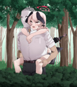 おんぶされるコハル