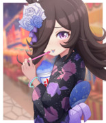 浴衣を着て夏祭りに来たライスシャワー