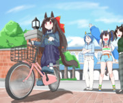 （自転車でお出かけする私）