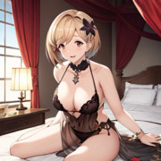 AIイラストで豪奢な寝室で添い寝を誘うジータちゃんを生成してみた