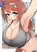 トレーナーにトレーニングの報告をするクリークママ