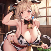 AIイラストで牛さんコスプレのジータちゃんを生成してみた