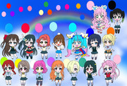 空と虹のカラフル風船誕生日パーティ
