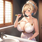 AIイラストで歯磨きする爆乳ジータちゃんを生成してみた