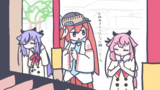 櫛田神社に行く明太ミクさんとヒメミコ