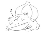 お昼寝するフシギダネ_ペン描き