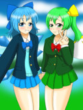 JK制服を着たチルノと大妖精