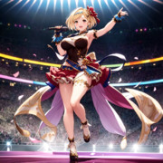 AIイラストでドームコンサートで歌うアイドルジータちゃんを生成してみた