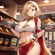 AIイラストでカレー屋で働くインド衣装のジータちゃんを生成してみた