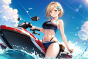 AIイラストで水上バイクをエンジョイするジータちゃんを生成してみた