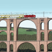 ゲルチュタール橋を通過する旅客列車（東ドイツ国鉄）