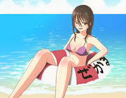 海水浴を楽しむ足柄姉