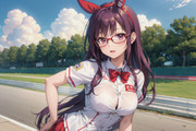 サーキットの赤メガネちゃん