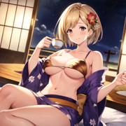 古戦場おつかれさまのへそ出し浴衣ジータちゃんを生成してみた