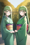 着物の双子・緑