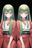 着物の双子・緑