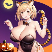 ハロウィンで猫耳娘のコスプレをするジータちゃん