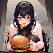 無理やりハンバーガーを食べさせられて嘔吐している葉村ラヴィアン