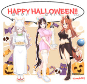 【ウマ娘】仮装するリッキー・タルマエとくり抜いたカボチャでパイを焼くアキュート