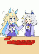 ポッキーゲームするネオユニちゃんとミラ子