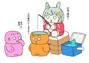 トレーナーで釣りをするセイウンスカイ