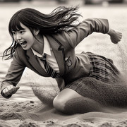 砂場ダッシュで体力作り⁉