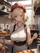 朝食の支度をしているジータちゃん