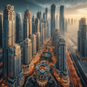 【AI生成】７階建てくらいのドバイの高層ビルから眺める景色