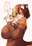 ハンバーガーを食べる三毛猫ちゃん…