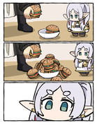 ハンバーガーを貰うフリーレン