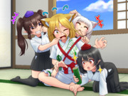 三天狗の子守をする管狐