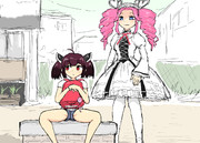 東北の下校時間を見守る人の図