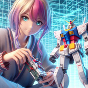 【AI生成】ガンダムのイマジナリーフレンドと戯れる人