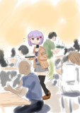 フードコートで席を確保できずにさまよう雫ちゃん