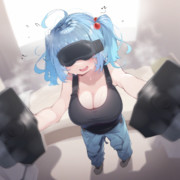 VRゲームをプレイするにとりさん