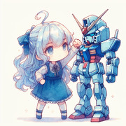 【AI生成】イマジナリーガンダムから勇気を貰っているイメージ