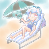 スク水でビーチに来た葵ちゃん