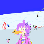 恵方に向かってキツネさんを一本食べする結月ゆかりさん