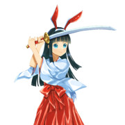 【オリジナル絵】夜桜のうさみみ巫女さん♪(透過差分)