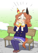 肉まん食べるリッキーちゃん