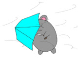 強風に立ち向かうねずみ