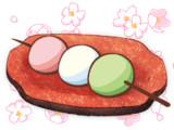 春カラーの三色団子
